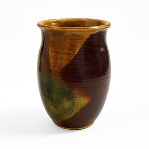 Studio Pottery Vase – Signed Kirby – Handmade 7" Stoneware – VTG 1980s